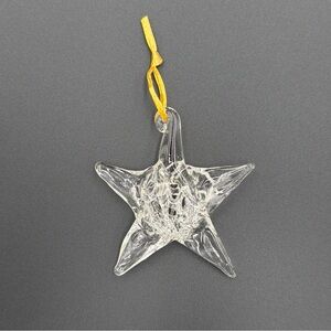 Clear Glass Star Ornament with Yellow Ribbon - READ